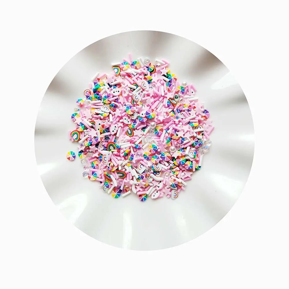 Mix Crystal Pearl Beads Clay Rainbow Cloud Slices Polymer Sprinkles for Slime Filler DIY Tiny Cute Klei Plastic Accessories