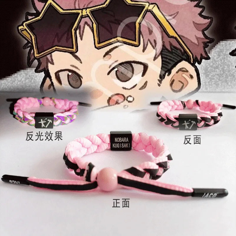 Fashion Jewelry Jujutsu Kaisen Holographic Reflective Bracelet Shoelace Braided Bracelet