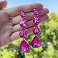 Kaimei 2025 Earring 9 Colors New Fashion Jewelry Women Red Alloy Diamond Drop Earrings for Women Teardrop Long Crystal Earrings