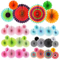 Colorful Paper Fan Flower Set of 6 Various Holiday Party Decoration Supplies Wedding Birthday New Year Christmas Decoration