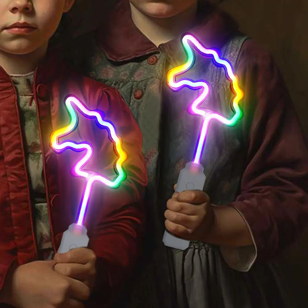 10" LED Unicorn Neon Wand for Kids Colorful Flashing Neon Lights for Birthday Christmas New Year Festive Parties