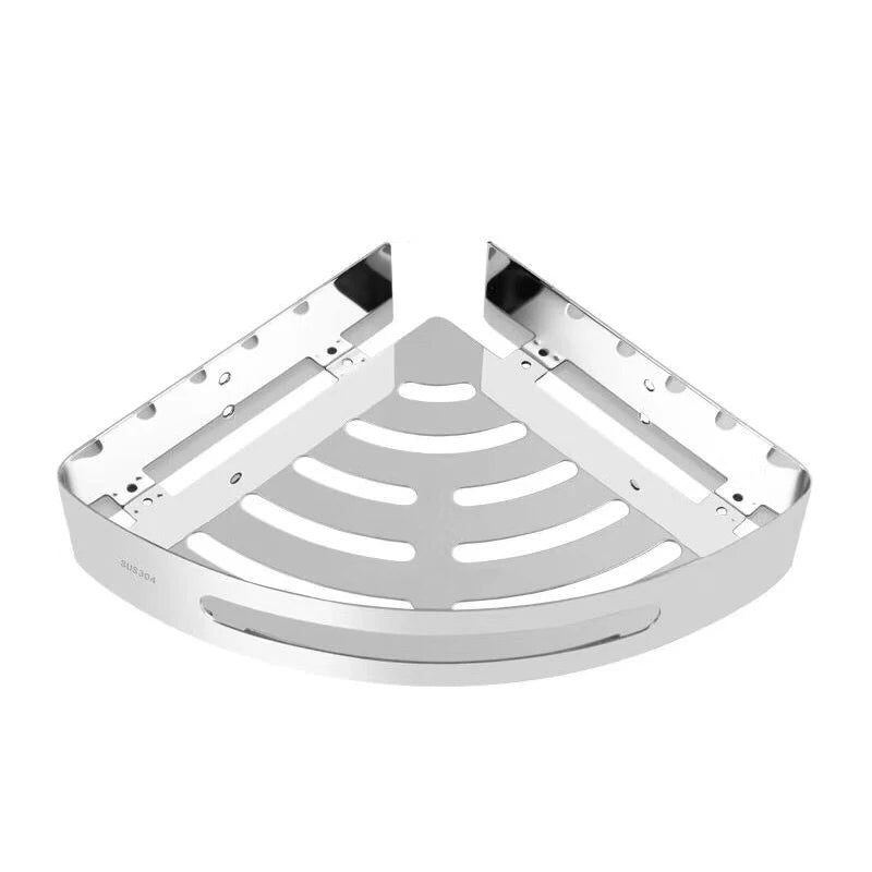 304 Stainless Steel Modern Hotel Use Bathroom Kitchen Toilet Corner Wall Mount Storage Rack Shelf