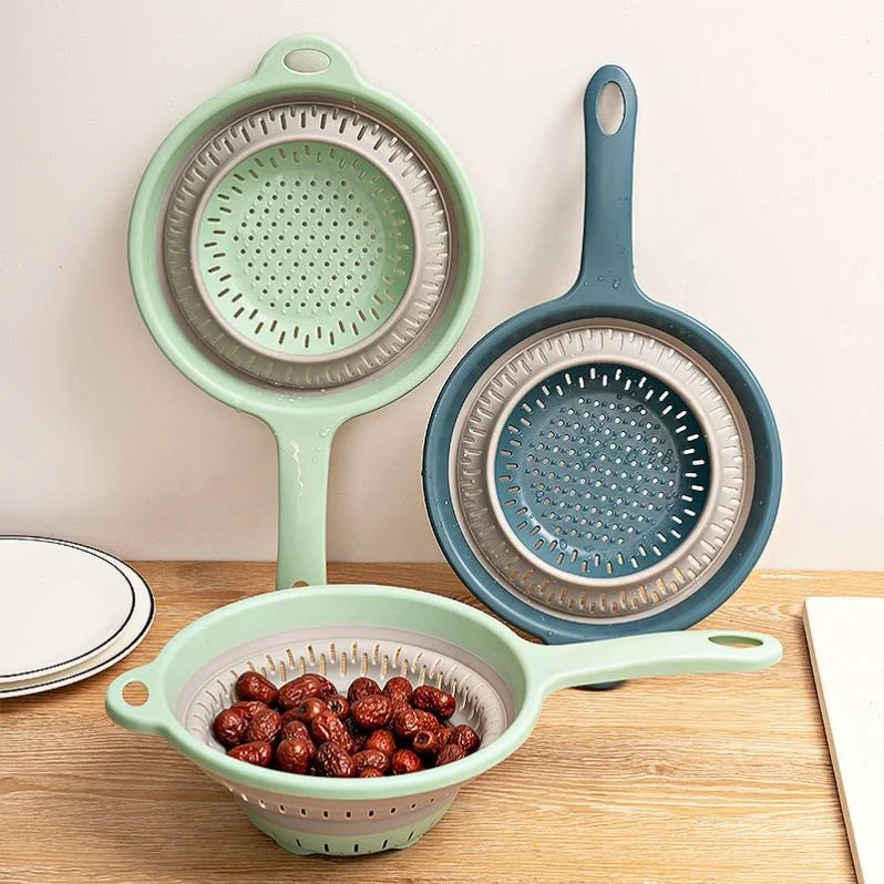 2024 New Fruit Basket Sink Creative Foldable Fruit Tray Plastic Drain Basket Household Kitchen Vegetable Washing Basket