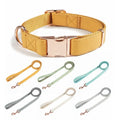 Custom Logo Leather Dog Collar and Leash Adjustable Luxury Metal Gold Metal Buckle Pet Dog Collar and Leash Set