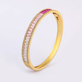 QIKU Luxury Colorful Rectangle Rhinestone Bracelet Copper Gold Plated Charm Jewelry Engagement Wedding Accessory Gift Wholesale