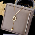 Hot Selling Stainless Steel Simple Fashion Jewelry Sweater Chain Trendy Letter D Pendant Necklace