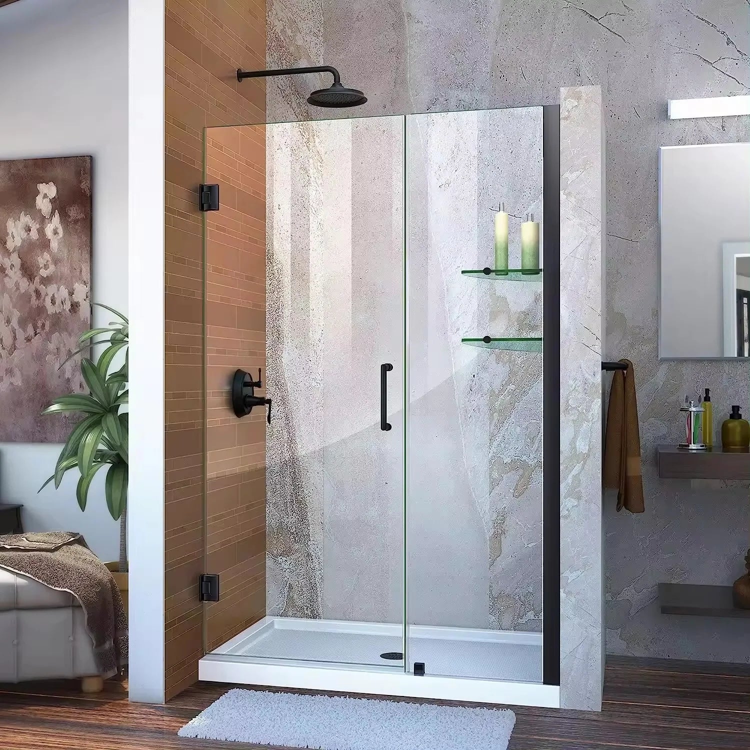 Frameless Square Hinge Hotel Use Tempered Glass Aluminium Alloy Modern Multi-functional Steam Shower Enclosure
