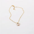 New Designs 18k Gold Plating Chain Shell Inlay Butterfly Pendant Choker Necklace for Women