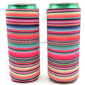 Rainbow Striped Insulated Neoprene Skinny Can Cooler 12 oz Slim Can Coolies