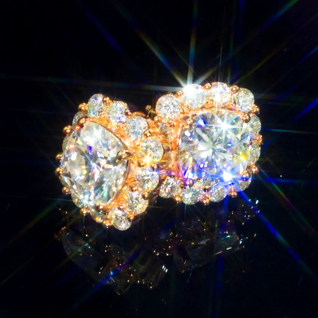 Hot Selling Moissanite Cluster Earrings Iced Out Vvs Diamond Flower Fine Jewelry Earrings Stud