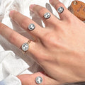 Heizun Factory Customized Dainty 925 Sterling Silver Vintage Fine Cameo Jewelry 18K Gold Plated Zodiac Sign Open Rings for Men