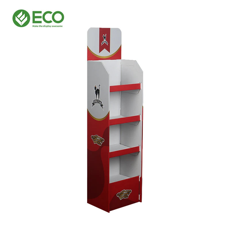 Supermarket for up Floor Standing Easy Assembly Customizable Foldable Eco-friendly Advertising Display Rack with Custom Logo
