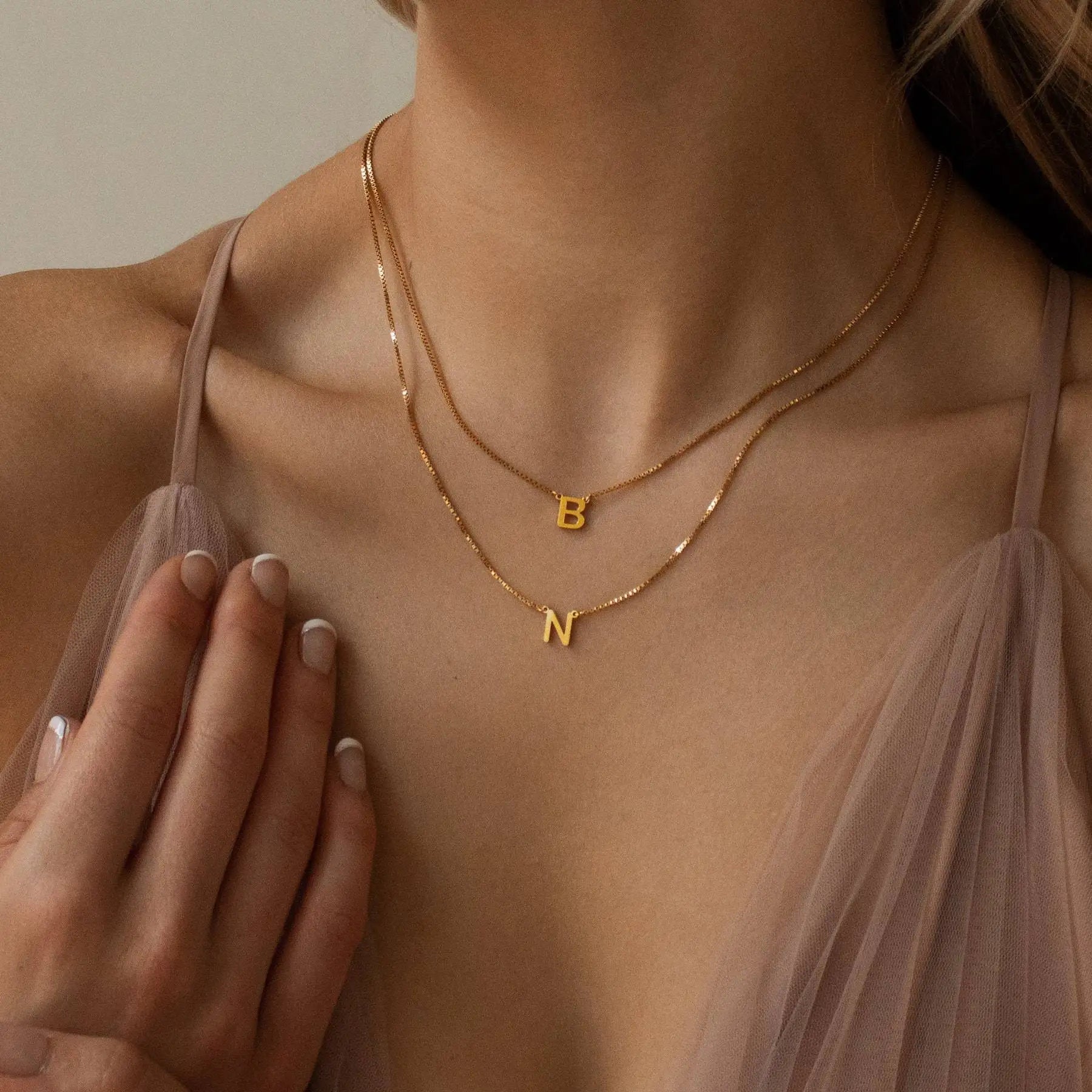 Simple Fashion Gold Plated Letter Necklace Tiny Cute Stainless Steel Initial Pendant Necklace to My Daughter