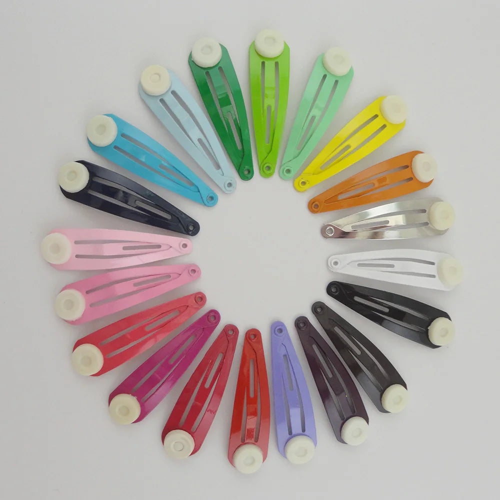 4cm Tear Drop Metal Snap Hair Clips With  Pads for DIY Hair Bows Plain Hairpins Kids Hair Accessories Lead Free Nickle Free