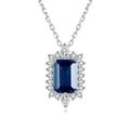 CZCITY New Design Sapphire Necklace for Women Wedding Jewelry Emerald Cut Diamond Necklace 925 Sterling Silver Link Chain