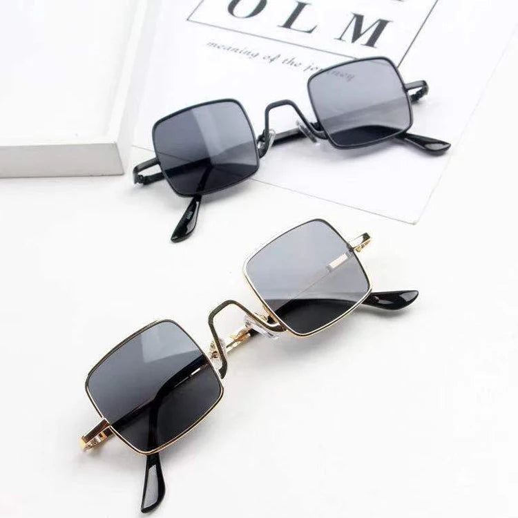 2021 Economic Vintage Small Cute square Kids' Sunglasses Anti Ultra-violet Catwalk for Decoration Metal Sun Glasses