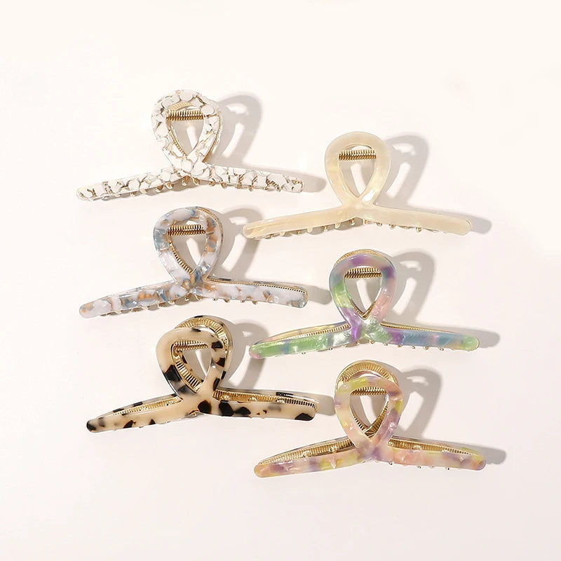 Wholesale Acetate Cross Hair Claw Clip Alloy Geometric Shark Clip Retro Hollow Hair Accessories for Women