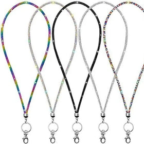 80cm Custom Glitter Rhinestone Lanyard Keychain Bling ID Card Holder Crystal Anti-lost Rope Diamond Phone Neck Lanyard Keychain