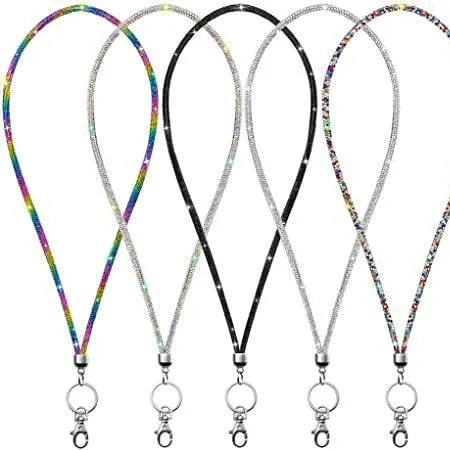 80cm Custom Glitter Rhinestone Lanyard Keychain Bling ID Card Holder Crystal Anti-lost Rope Diamond Phone Neck Lanyard Keychain