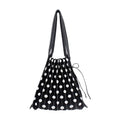 Women's Polka Dots Pleated Single Shoulder Organ Tote Bag Folded Contrast Color Design
