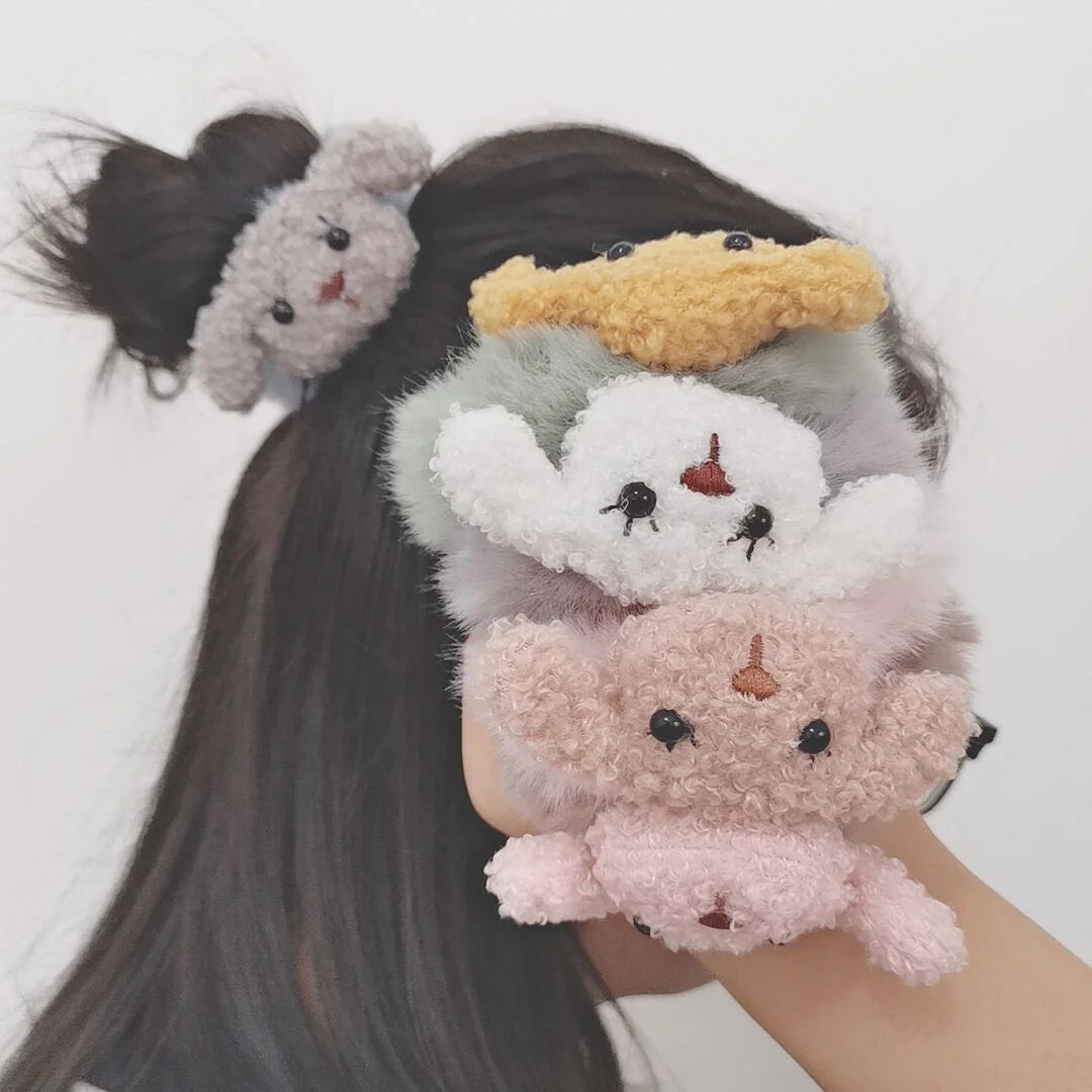 Wholesale New Plush Dog  Elastic Hair Bands Girl Cute Pet Colorful Hair Scrunchies for Women Hair Accessories