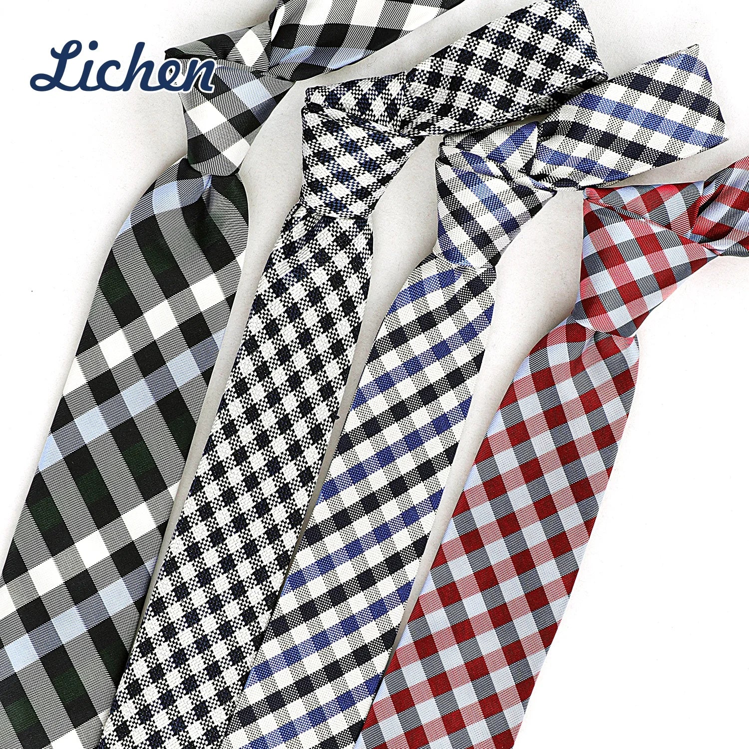 Custom Slim Black Formal Fashion Stripe Check Breathable Polyester Necktie for Men