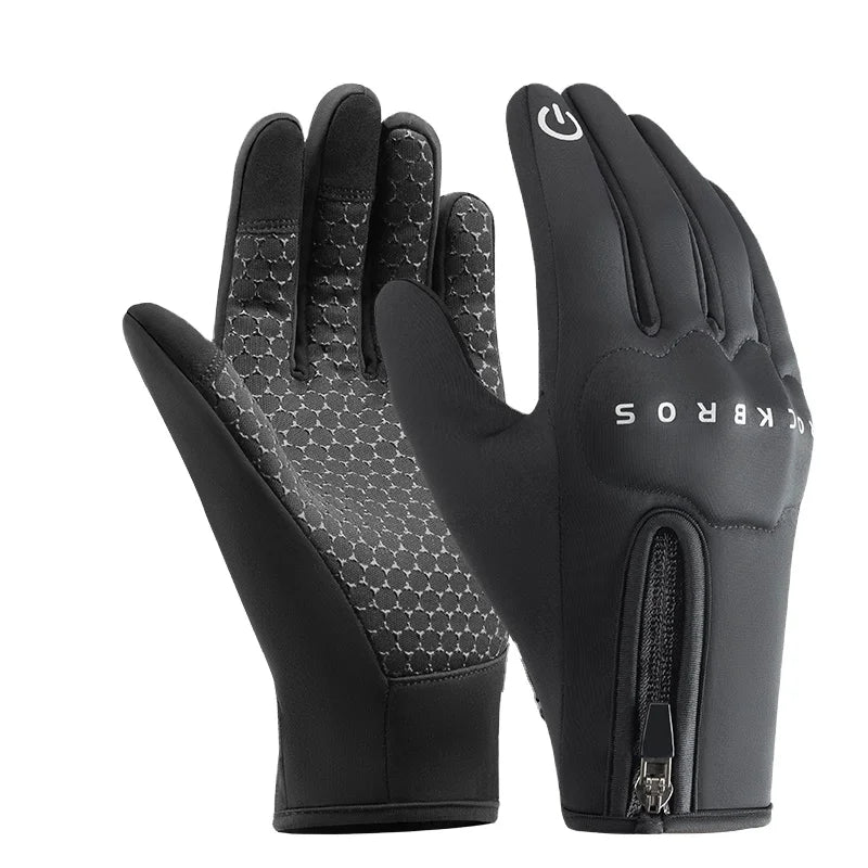 ROCKBROS Windproof Winter Gloves Touchscreen Glove Thermal Motorcycle PVC Protection Riding Gloves