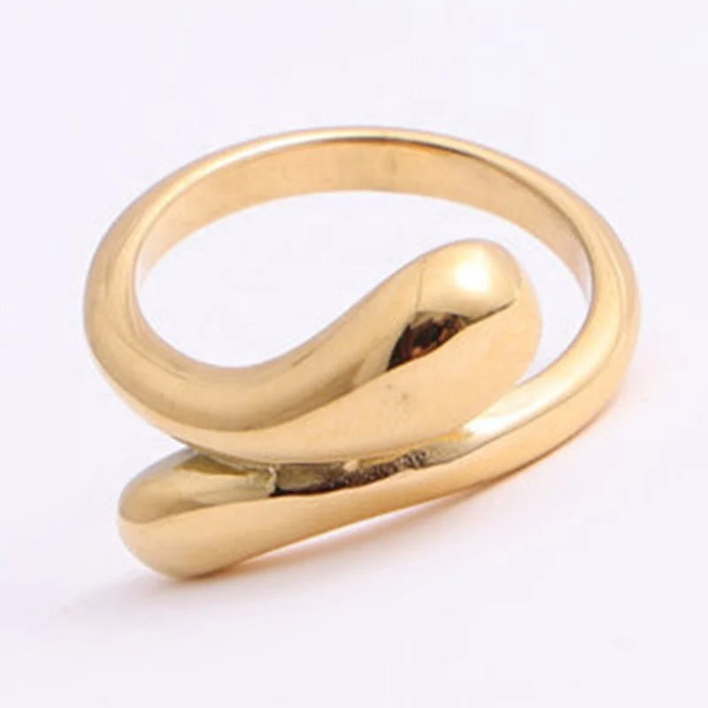 Hot Sale Women Trendy Minimalist Design Jewelry 18k Gold Plated Stainless Steel Geometric Asymmetrical Double Circle Ring