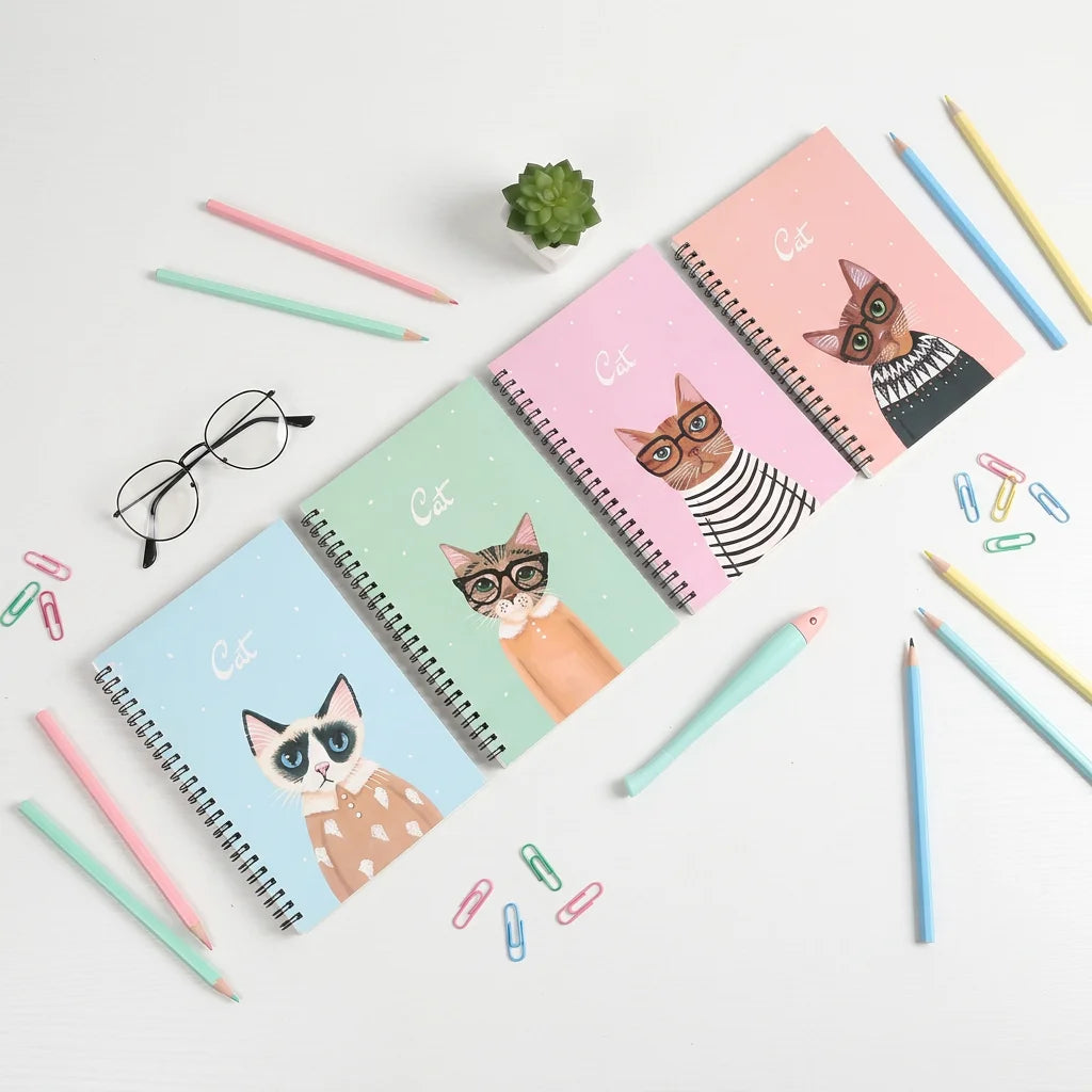 Wholesale Hot Sale Cartoon Animal Small Cute Recycled Paper Memo Notepad Cat A5 Notebook 2634