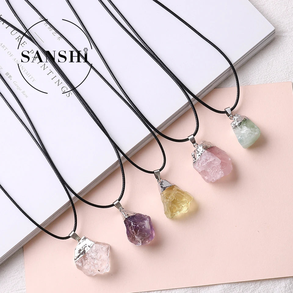 Hot Sale Classic Style Irregular Multicolor Rose Quartz & Amethyst Crystal Pendant Raw Stone Healing Quartz