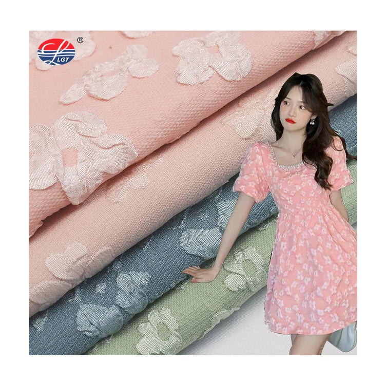 2023 New Arrival Four Way Stretch 3D Bubble Popcorn Seerucker Floral Jacquard Crinkle Fabric for Headband Decoration