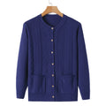 Free Size Long Sleeved Cardigan Sweater Knitting Sweater Round Tie Pocket Sweater Women's Top