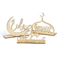 New Eid Wooden Ornaments Muslim Festival Table Mubarak LED Light Ramadan Decorations