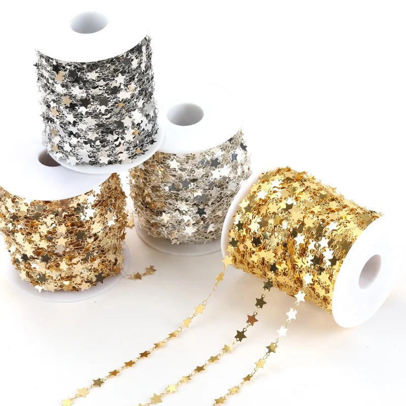 1 Meter/strip 4 Colors Copper Stars Chain for Bracelet Necklace Chain Accessories Jewelry Making DIY Handmade Jewelry Y46
