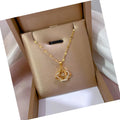 DAIHE Luxury Stainless Steel Crown Pendant Necklace Women Gold Plated Zircon Diamond Clavicle Chain