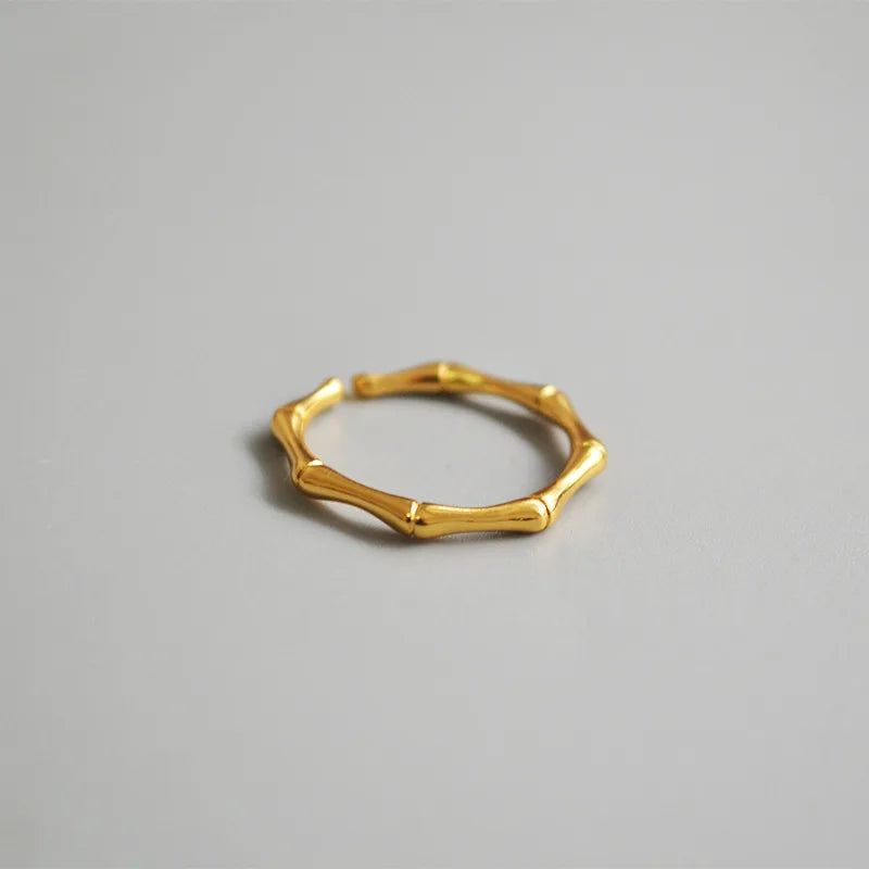 Newest Gold Plated Bamboo Open Rings Bamboo Adjustable Ring Jewelry Women