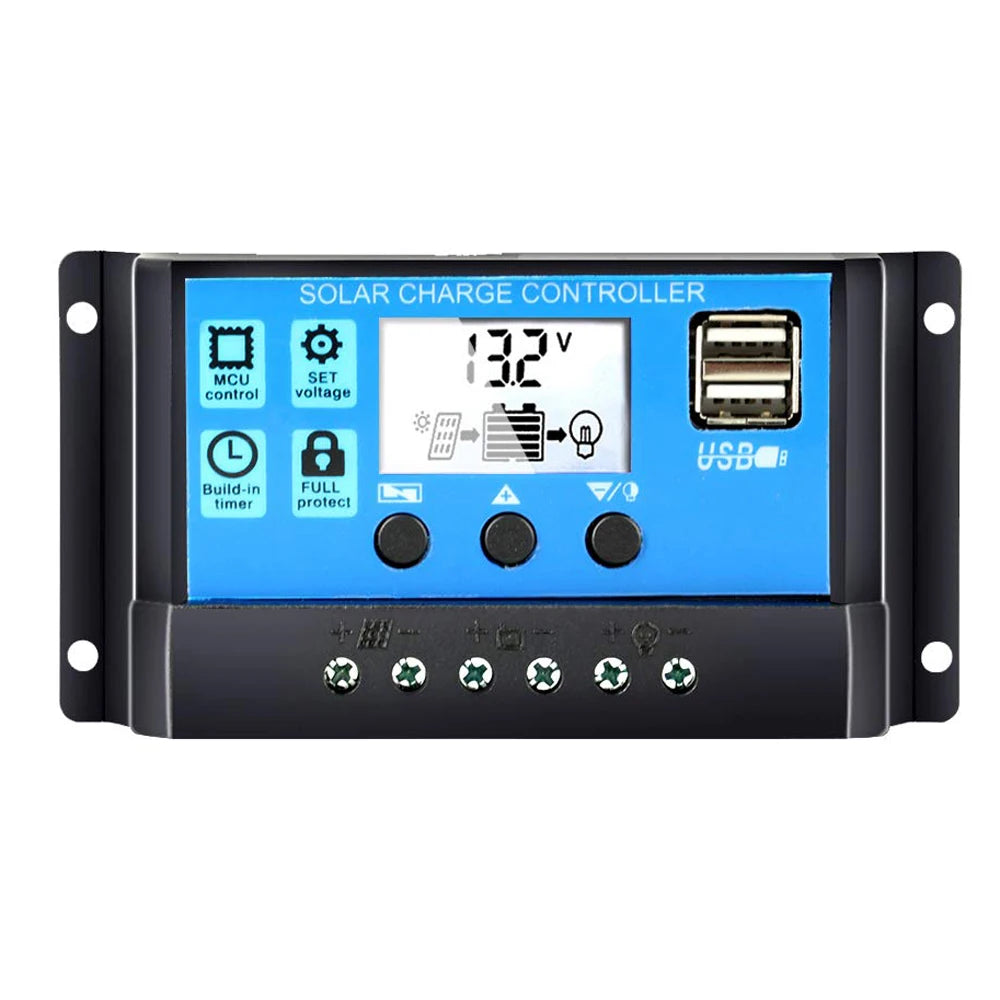 10A 20A 30A 24V 12V 4-stage PWM Solar Charge Controller Management PV System Solar Charger Controller