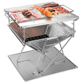 Campingmoon MT550 L Size 51*47cm 5-10 Person Thickness Stainless Steel Height Adjustable Folding Outdoor Camping BBQ Grill New