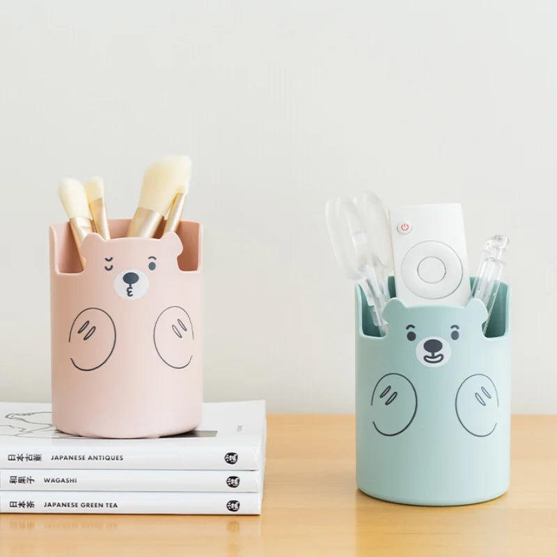 Creative Multifunctional Pen Holder Cartoon Bear Pen Holder Desk Organizer Pen Holder