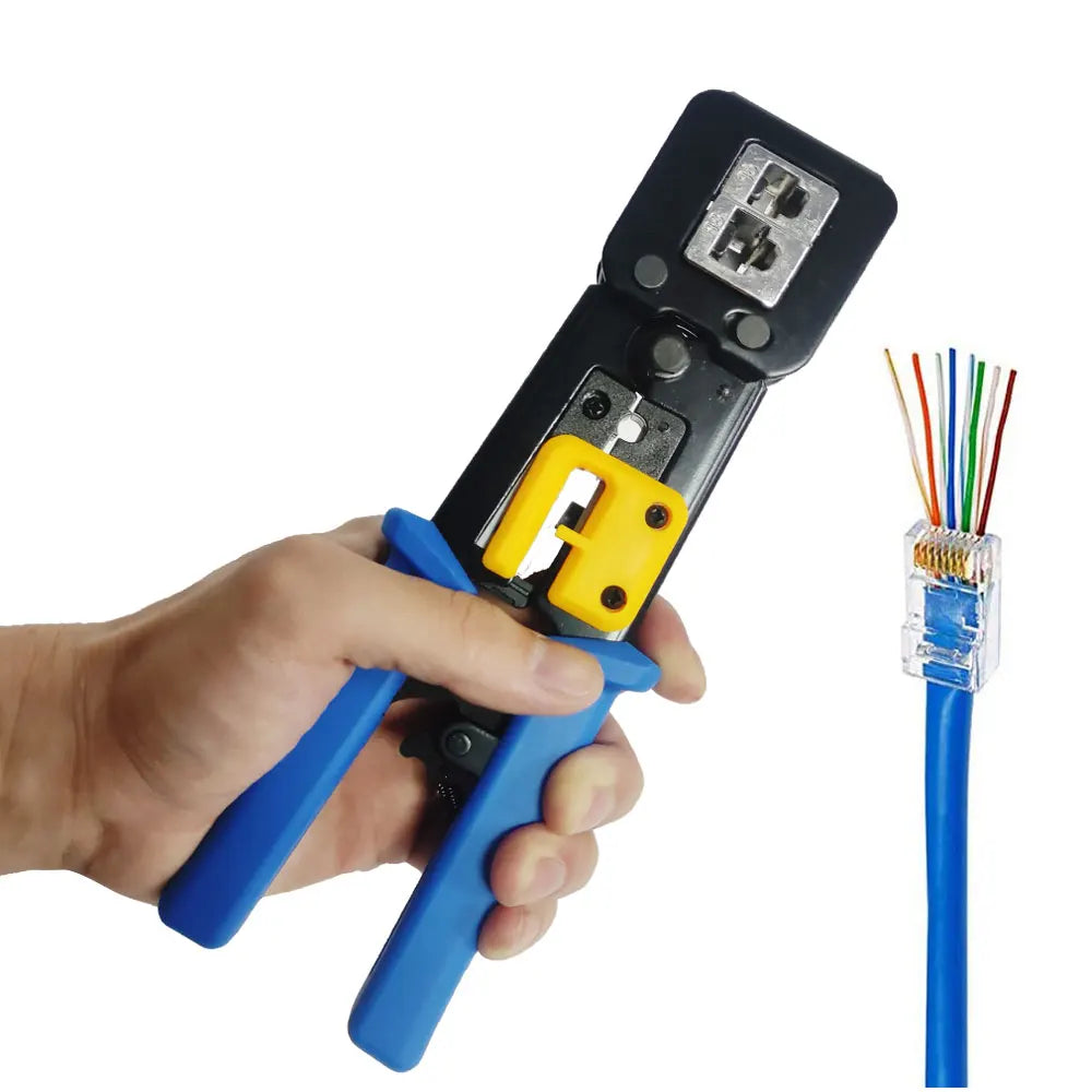 Lan Eazy Through Crimper Hydraulic Network Cable Stripper 6P 8P Cat5e Cat6 RJ45 Pass Through Crimping Tool