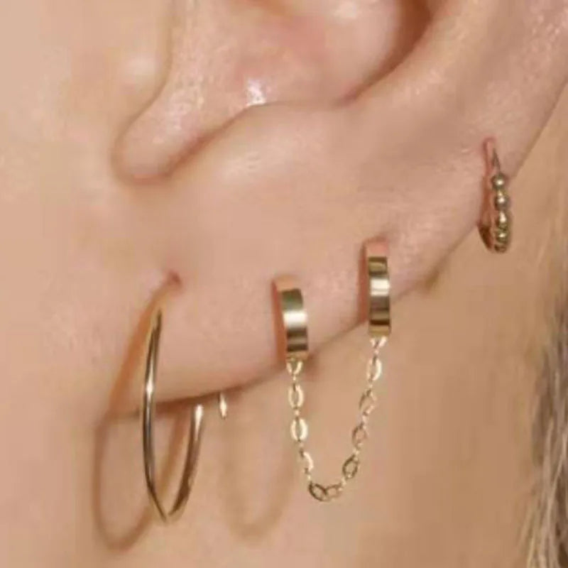 New Trendy Earring 18K Gold Plated Double Hoop Earring New Trendy Stainless Steel Jewelry