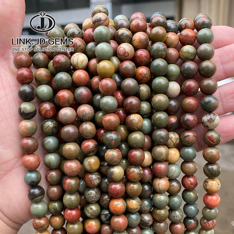 Best Sellers 4/6/8/10/12mm Natural Stone Beads Red Picasso Round Loose Beads for Jewelry Making DIY Bracelet Necklace