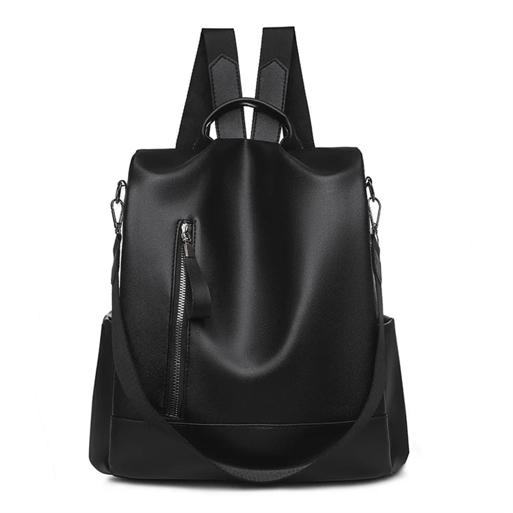 2024 Fashionable Black Leather Cute Travel College Mini Backpacks for Women