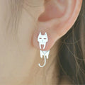 SC Hot Selling Korean Cat Earrings Women Hypoallergenic Gift Fashion Cat Fish Asymmetrical Stud Earrings for Women