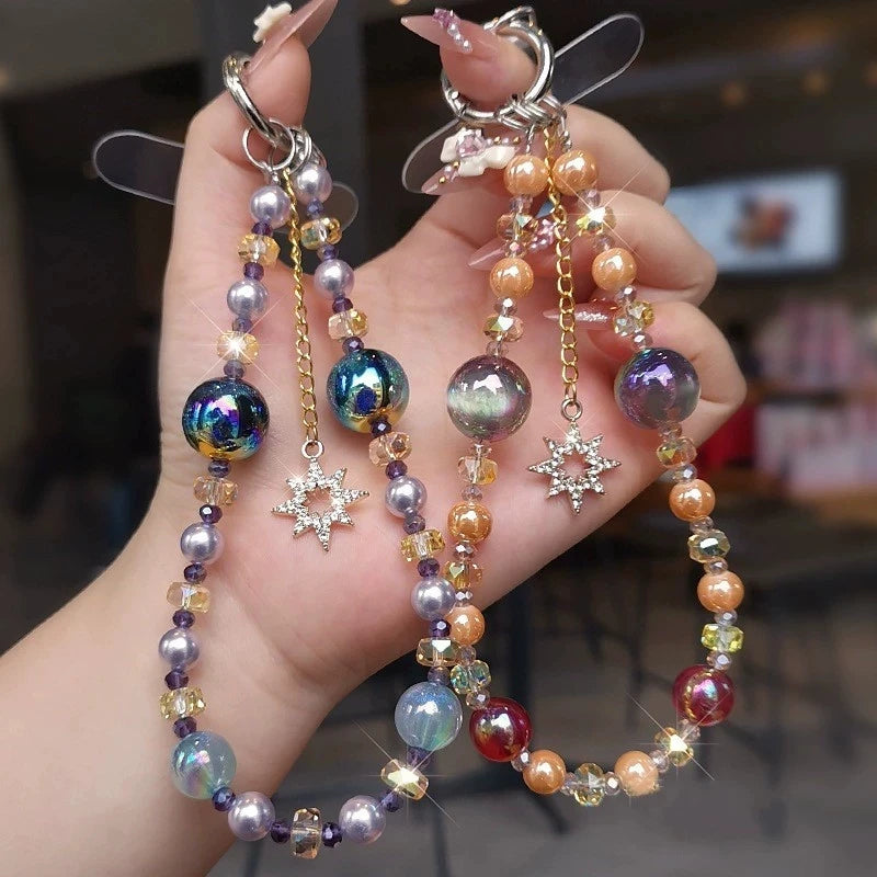 Factory Price Phone Strap Fashion Sparkle Mobile Phone Lanyard Hand-beaded Arts Crafts Phone Hand Rope Anti-Lost Wrist Chain
