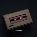 Original Design Korean Rose Gold Pink 925 Sterling Silver Ruby CZ Diamond Flower Stud Earrings for Women