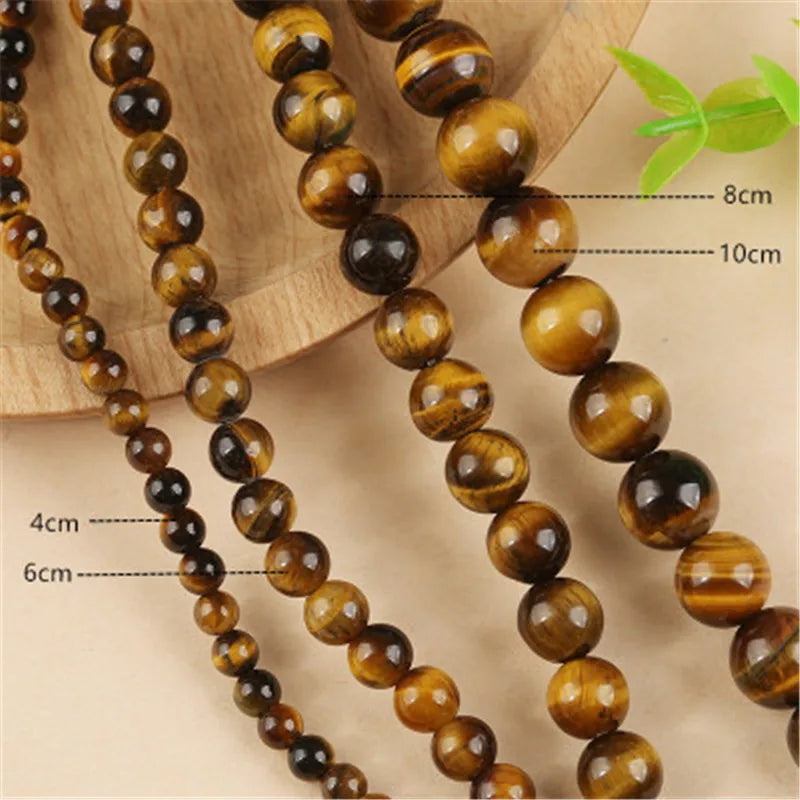 Natural Well Polished Gemstone Round Loose Beads Aa Yellow Tiger Eye Energy Stone Beaded for Jewelry Making Bracelet Necklace