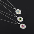 Gemstone Retro Pendant Necklace Valentine Day Gift Women Jewelry Silver Plated Gold New Italian Brushed Craft Natural S925 18K