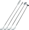 Customized Long Handle Spiral Design Metal Mixing Spoon 100% Food Grade Stainless Steel Bar Spoon Cocktail Stirrer  for Barware