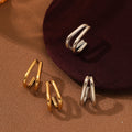 Double Layer Line Geometric CC Shaped Stainless Steel Earrings Waterproof Fashion Women Earrings Jewelry